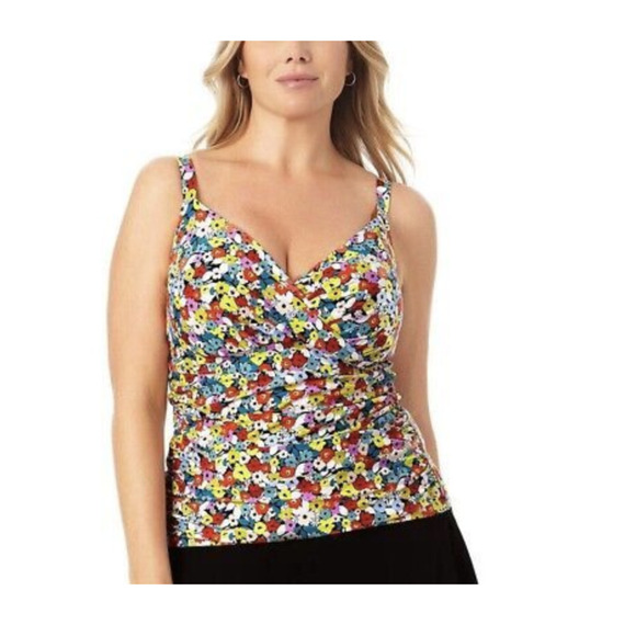 Anne Cole FLOWER Underwire MULTI Floral Underwire Swim Tankini Top NWT $74 - Picture 1 of 7